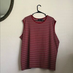 Laura Scott Red and White Striped Tank Top